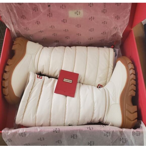Hunter Intrepid Tall Winter Snow Boots Waterproof insulated White US Womens 8 - Picture 3 of 7